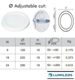 Downlight Led Ceiling Light Circular Moss White Lumileds 18w Adjustable Selectable Cct Color 14