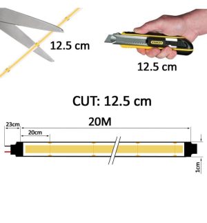 Led Strip Cob 220v 320 Ledm 20m 3900lm 12wm Cri92 Ip67 4