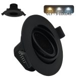 7w Black Round Led Downlight Adjustable Ugr19 Cct Selectable Color