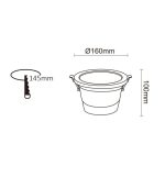 Circular led downlight 30w gxtronic 3cct cri92 ip65 cut out ø145mm