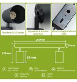 Adjustable ceiling spotlight roterdam black aluminum for two gu10 lamps (3)