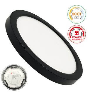 Ceiling light led downlight circular bonn black adjustable power 8w 6w 4w 2w 5cct smd2835 140lmw ip44