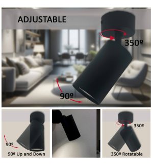 Copy of adjustable ceiling spotlight hoorn black for one gu10 lamp (1)