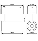 Copy of track light 30w paris white single circuit bridgelux chip ugr11 24º (2)
