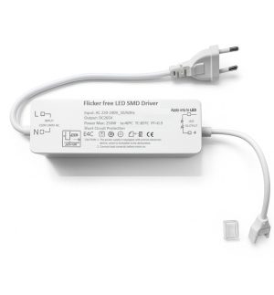 Flicker free driver for self rectified led strip 220v cob ip65 pcb 8mm 250w max