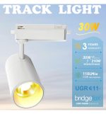 Track light 30w paris white single circuit bridgelux chip ugr11 24º