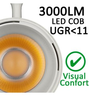 Track light 30w paris white single circuit bridgelux chip ugr11 24º (2)
