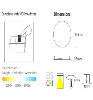Downlight led 12w frameless quasar osram chip duris e 2835 cct (4)