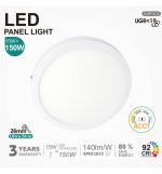Led ceiling surface round 15w 4cct ugr19 smd2835 140lmw cri92 (2)