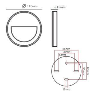 Led wall light slim 3w black circular surface indoor outdoor ip65 (1)