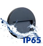 Led wall light slim 3w black circular surface indoor outdoor ip65 (2)