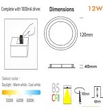Ugr19 osram 12w circular downlight chip cct