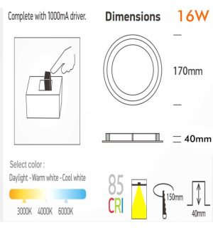 Ugr19 osram 16w circular downlight chip cct (1)