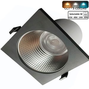 Foco Downlight LED Cuadrado 60W GXtronic 3CCT CRI+92 IP65 Corte Ø205mm (3)