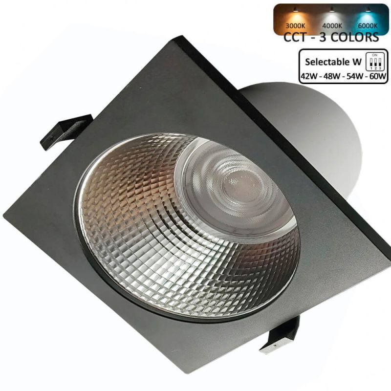 Foco Downlight LED Cuadrado 60W GXtronic 3CCT CRI+92 IP65 Corte Ø205mm (3)